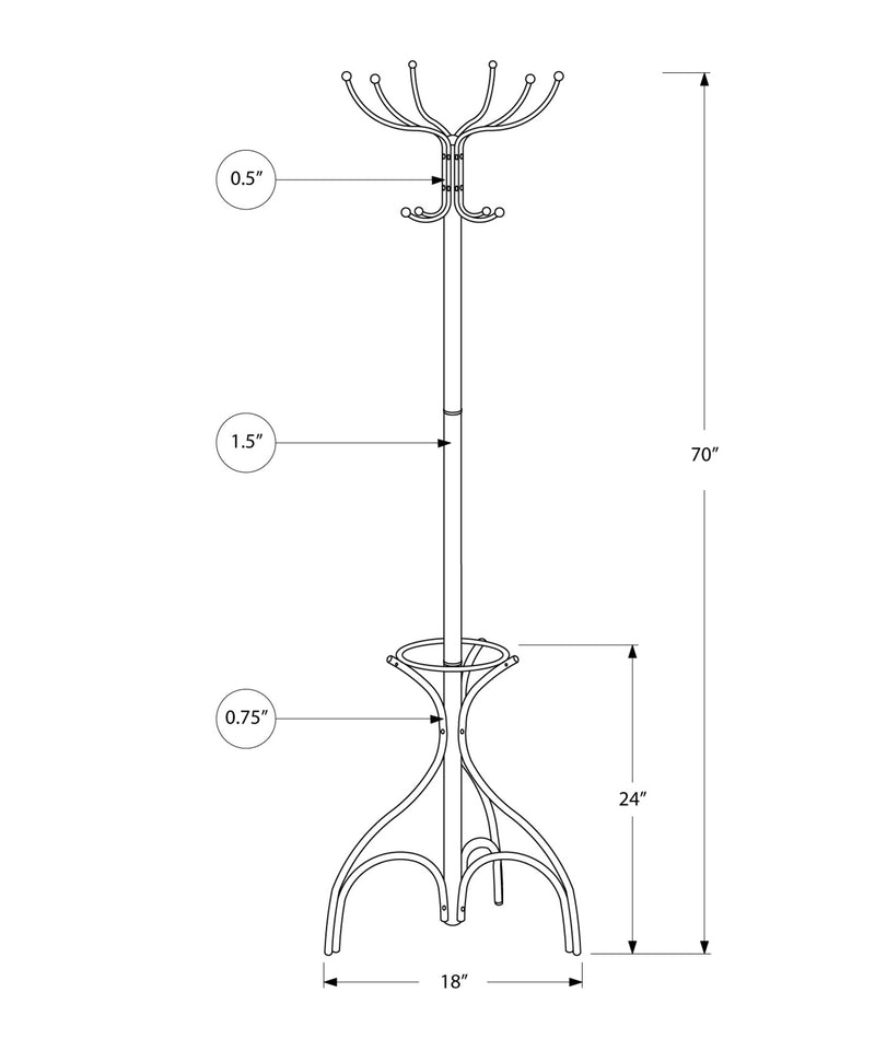 Coat Rack - 70"H / White Metal With An Umbrella Holder - I 2030