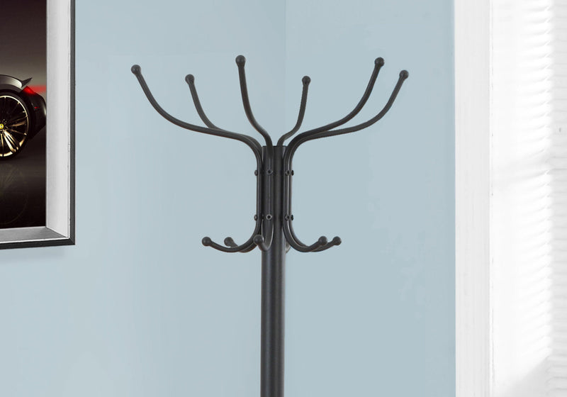 Coat Rack - 70"H / Black Metal With An Umbrella Holder - I 2031