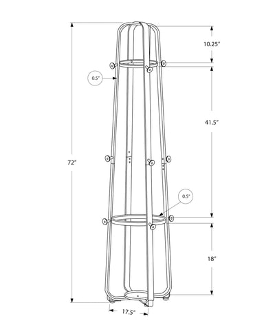 Coat Rack - 72"H / Silver Metal With An Umbrella Holder - I 2054