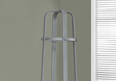 Coat Rack - 72"H / Silver Metal With An Umbrella Holder - I 2054