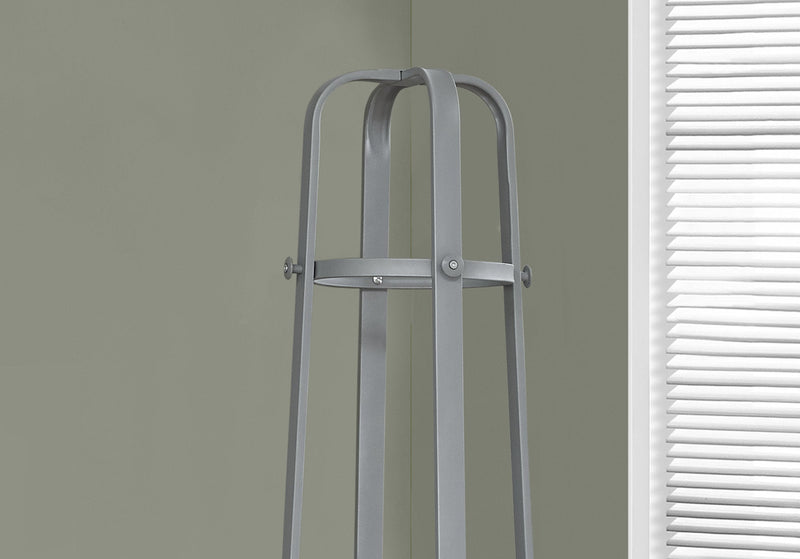 Coat Rack - 72"H / Silver Metal With An Umbrella Holder - I 2054