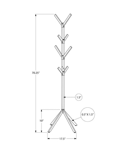 Coat Rack - 70"H / Black Metal - I 2057