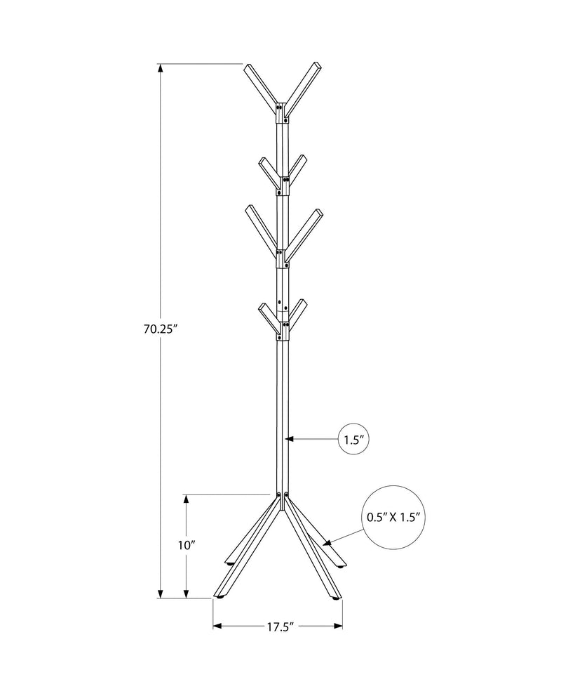 Coat Rack - 70"H / Black Metal - I 2057