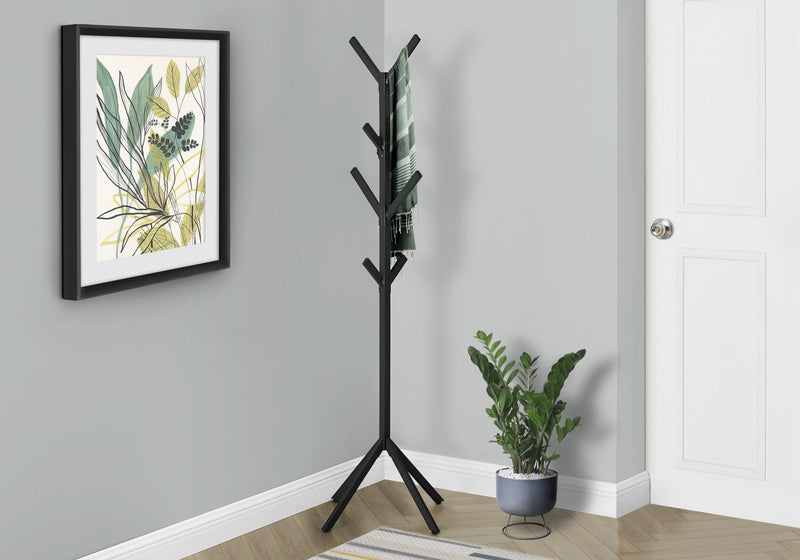 Coat Rack - 70"H / Black Metal - I 2057