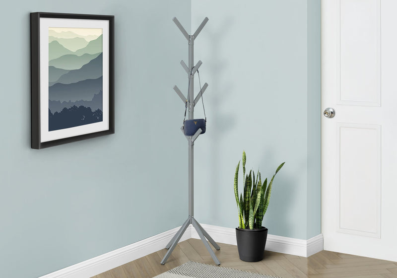 Coat Rack - 70"H / Silver Metal - I 2058