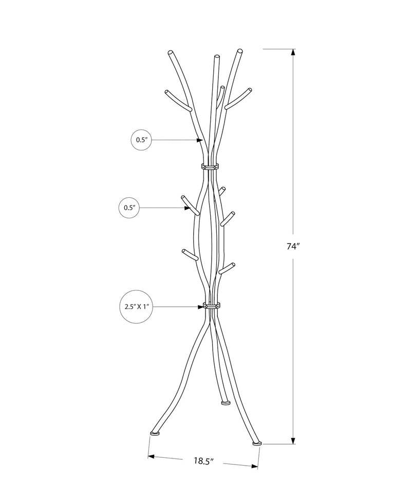 Coat Rack - 74"H / Hammered Silver Metal - I 2061