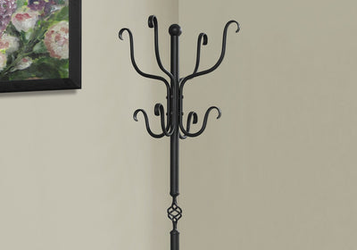 Coat Rack - 74"H / Traditional Hammered Black Metal - I 2065