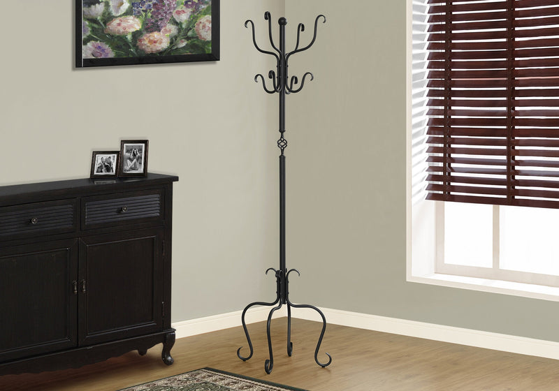 Coat Rack - 74"H / Traditional Hammered Black Metal - I 2065