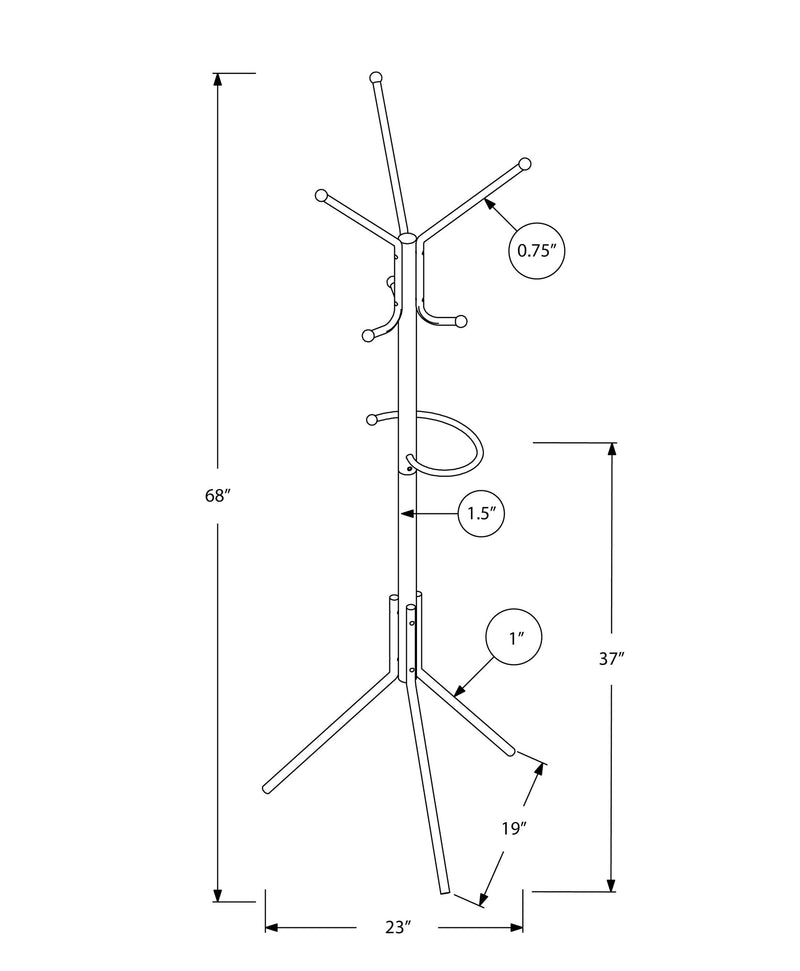 Coat Rack - 68"H / Black Metal - I 2162