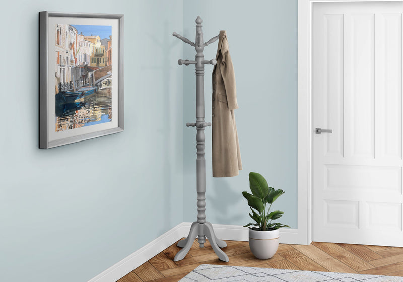 Coat Rack - 73"H / Grey Wood Traditional Style - I 3179