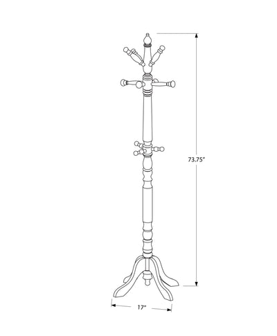 Coat Rack - 73"H / Grey Wood Traditional Style - I 3179