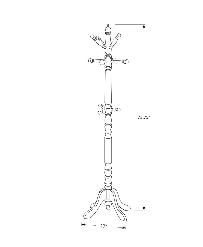 Coat Rack - 73"H / Grey Wood Traditional Style - I 3179