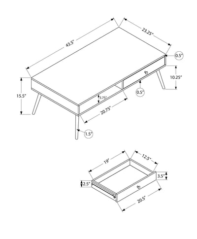 Coffee Table - Walnut Mid-Century With A Drawer - I 2836