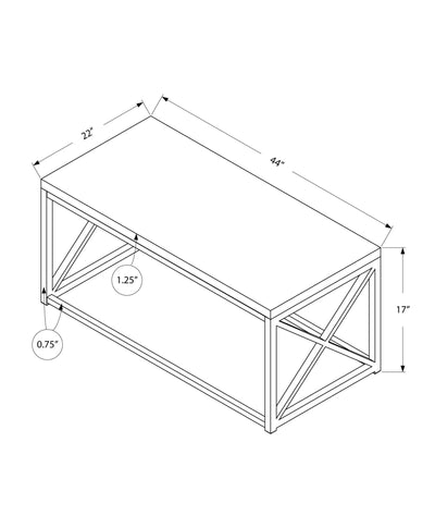 Coffee Table - Glossy White With Chrome Metal - I 3028