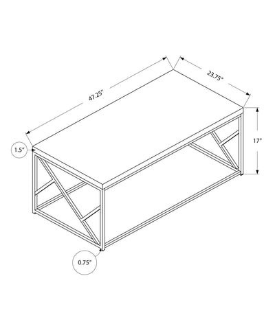 Coffee Table - Grey Cement With Chrome Metal - I 3375