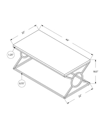 Coffee Table - Glossy White With Chrome Metal - I 3400