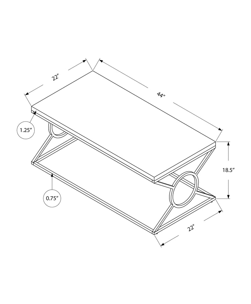 Coffee Table - Glossy White With Chrome Metal - I 3400