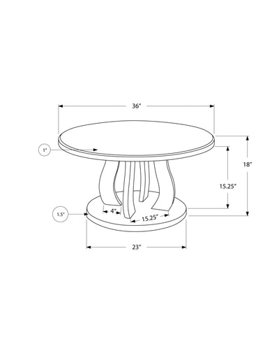 Coffee Table - 36"Dia / Brushed Silver / Mirror - I 3725