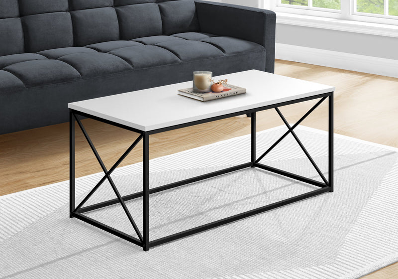 Coffee Table - 40"L / White / Black Metal - I 3780