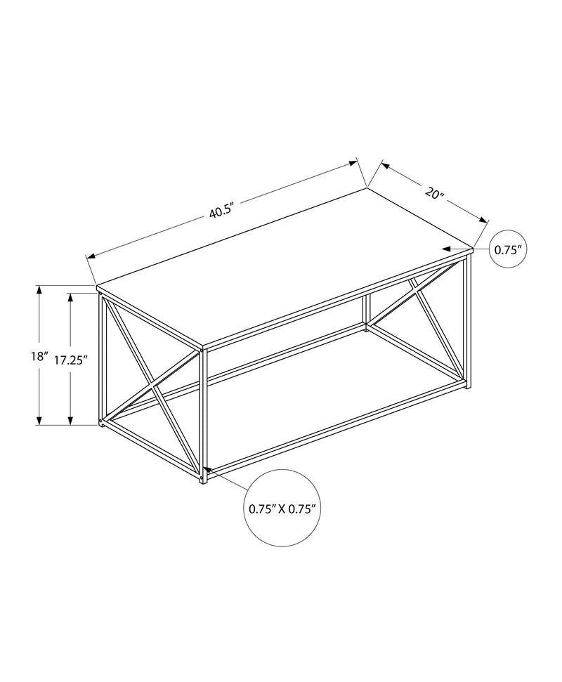 Coffee Table - 40"L / White / Black Metal - I 3780