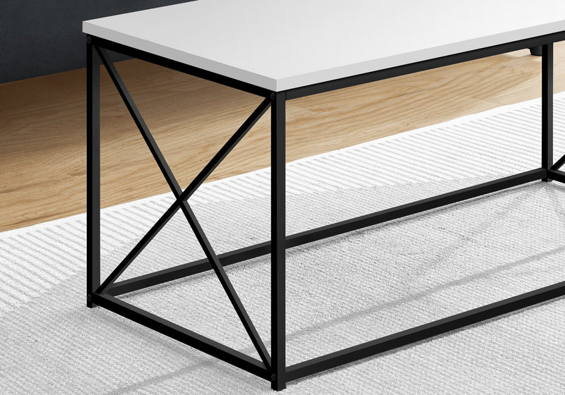 Coffee Table - 40"L / White / Black Metal - I 3780