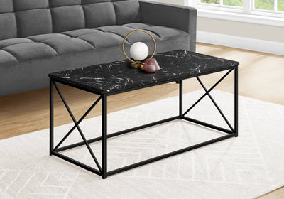 Coffee Table - 40"L / Black Marble / Black Metal - I 3783