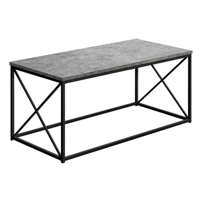 Coffee Table - 40"L / Grey Stone-Look / Black Metal - I 3785