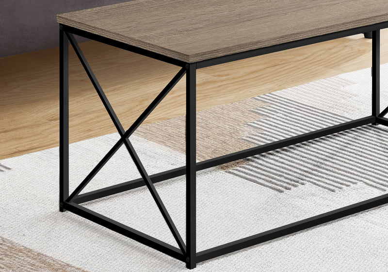 Coffee Table - 40"L / Dark Taupe / Black Metal - I 3786