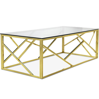 Coffee Table with Tempered Glass and Golden Frame - IF-2340-C