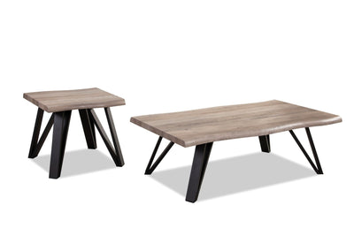 Live Edge Coffee Table Set in Grey Oak Finish - MA-6833-3PCS