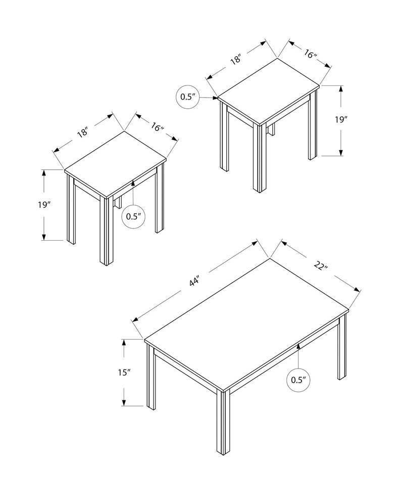 Coffee Table Set - 3Pcs Set / Dark Walnut - I 7862P