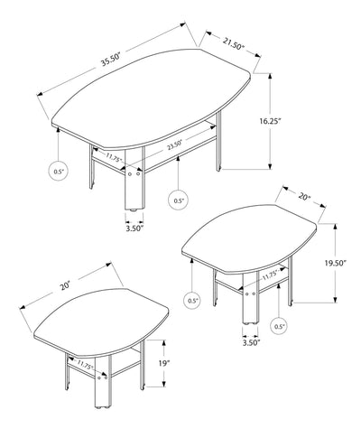 Coffee Table Set - 3Pcs Set / Industrial Grey - I 7870P