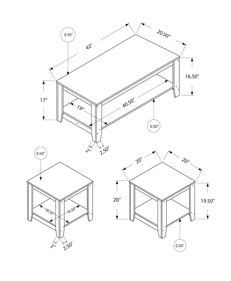 Coffee Table Set - 3Pcs Set / Industrial Grey - I 7880P