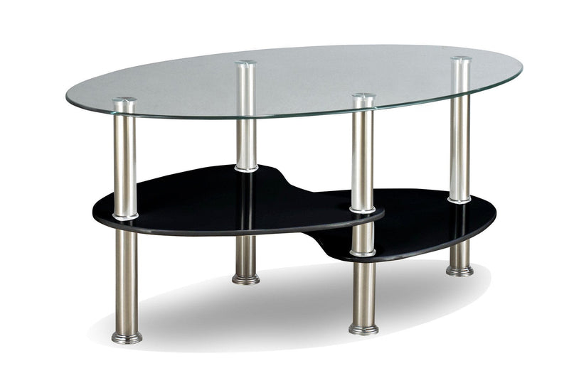 Black Oval Frosted Glass Coffee Table with Chrome Legs - IF-2009