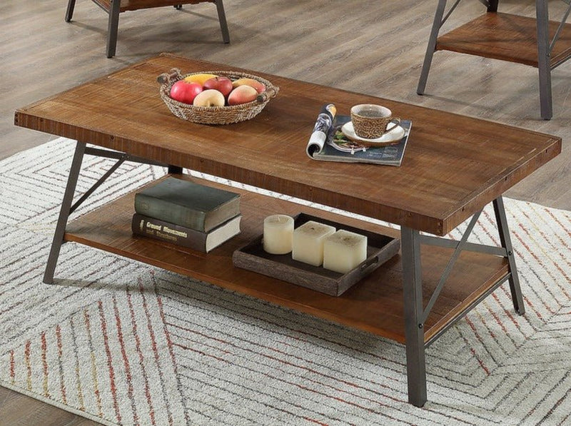 Trestle-Style Rustic Coffee Table - IF-2041-C