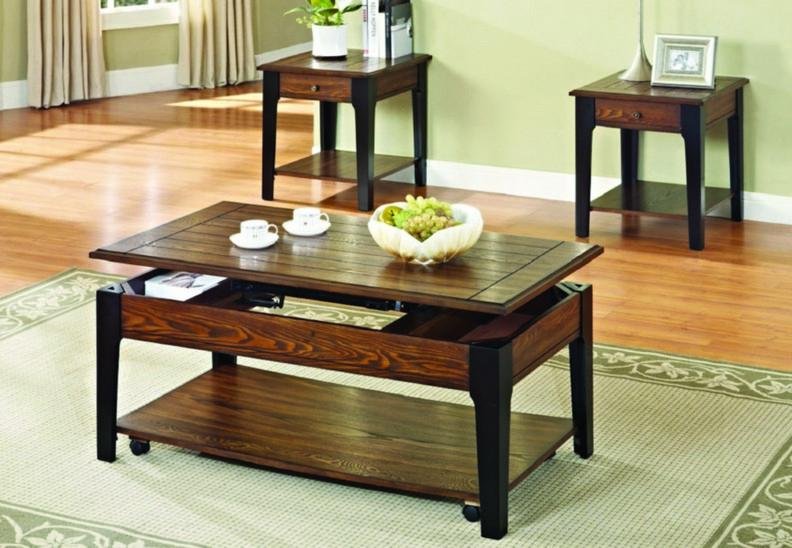 Wooden Lift-Top Coffee Table Set - IF-2059-3PC