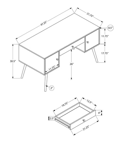 Computer Desk - 48"L / Walnut Mid-Century - I 2838