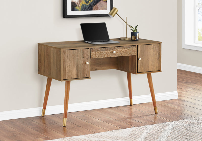 Computer Desk - 48"L / Walnut Mid-Century - I 2838