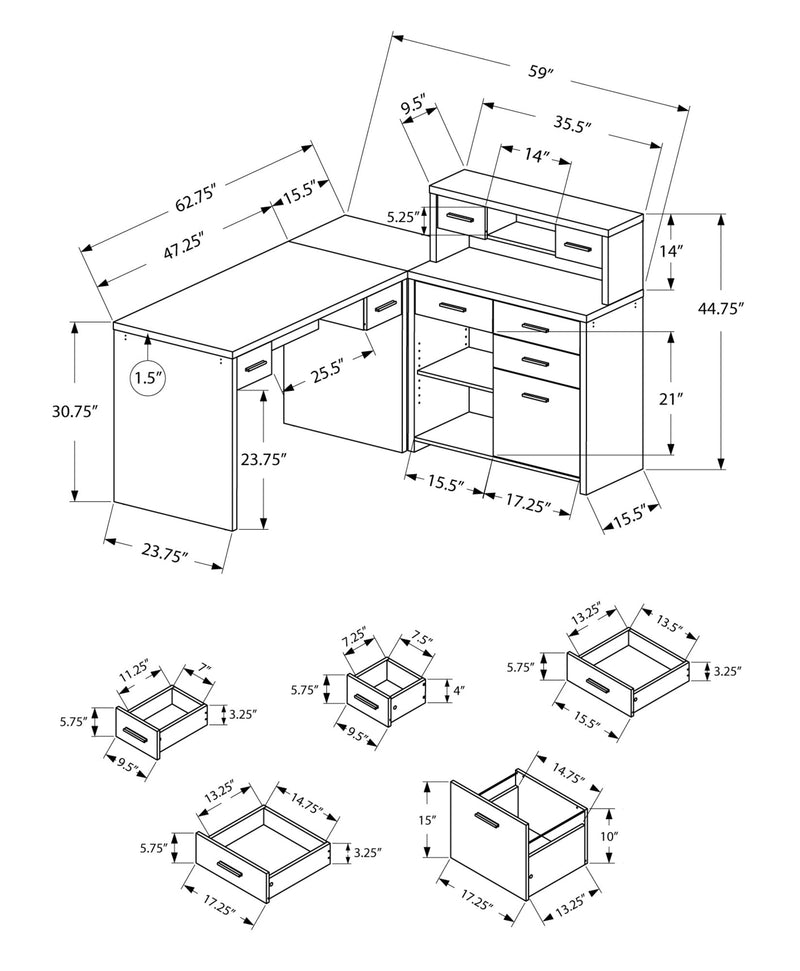 Computer Desk - Cappuccino Left Or Right Facing Corner - I 7018