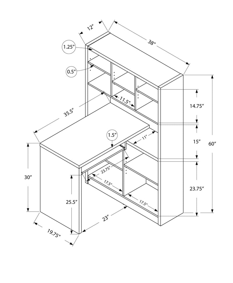 Computer Desk - Cappuccino Left Or Right Facing Corner - I 7021