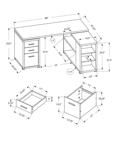 Computer Desk - White Left Or Right Facing Corner - I 7023