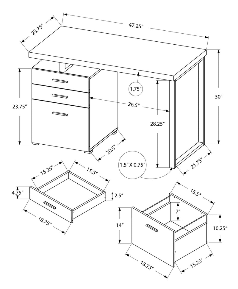 Computer Desk - 48"L / White Left Or Right Facing - I 7027