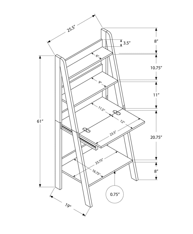 Computer Desk - 61"H / Dark Taupe Ladder Style - I 7042