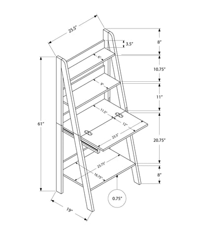 Computer Desk - 61"H / Cappuccino Ladder Style - I 7043