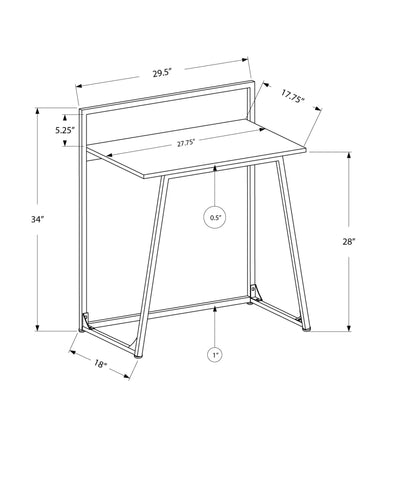 Computer Desk - 30"L / Juvenile White / White Metal - I 7110