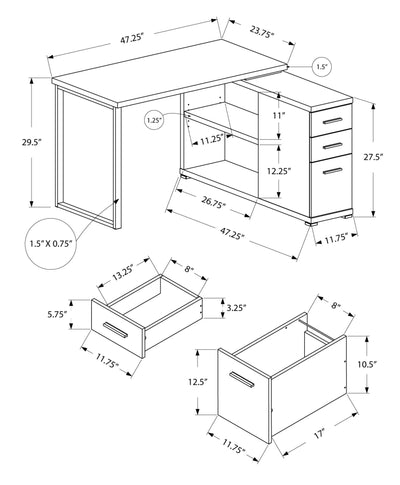 Computer Desk - Dark Taupe Left Or Right Facing Corner - I 7134