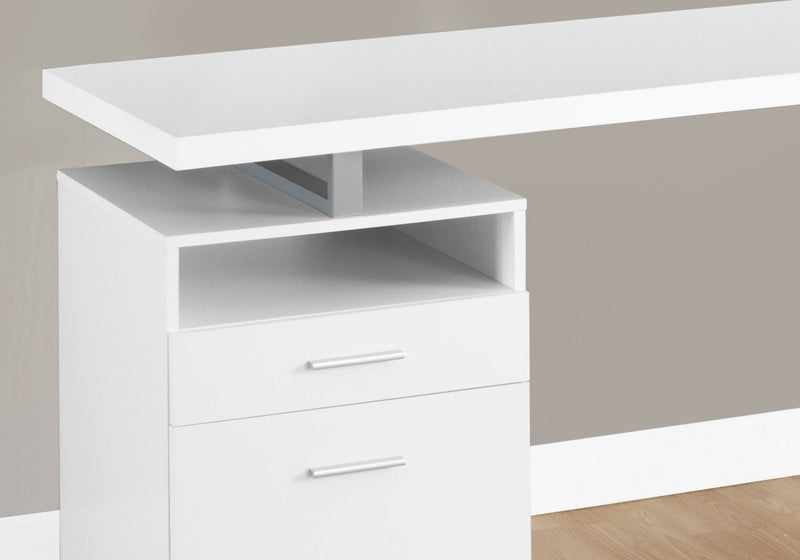 Computer Desk - 60"L / White / Silver Metal - I 7144