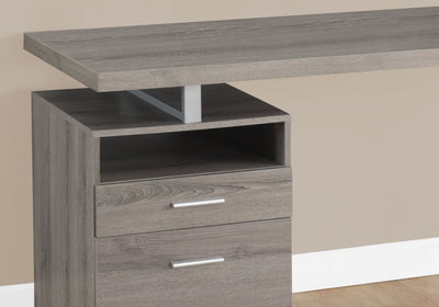 Computer Desk - 60"L / Dark Taupe / Silver Metal - I 7145