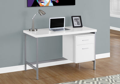 Computer Desk - 48"L / White / Silver Metal - I 7149