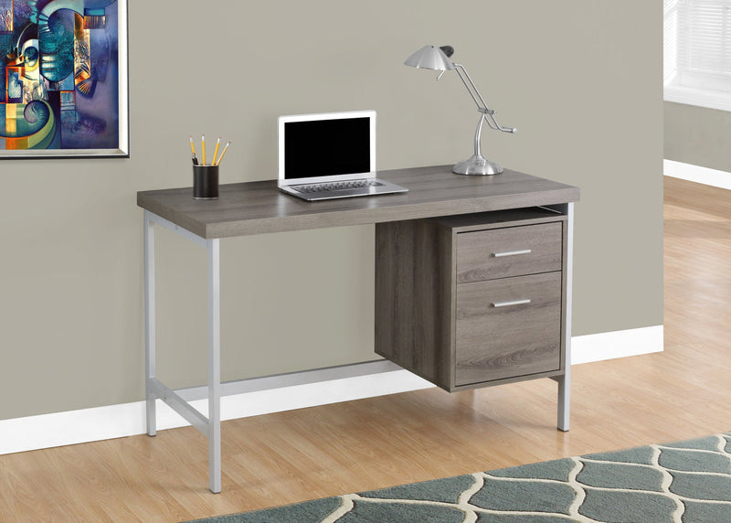 Computer Desk - 48"L / Dark Taupe / Silver Metal - I 7150